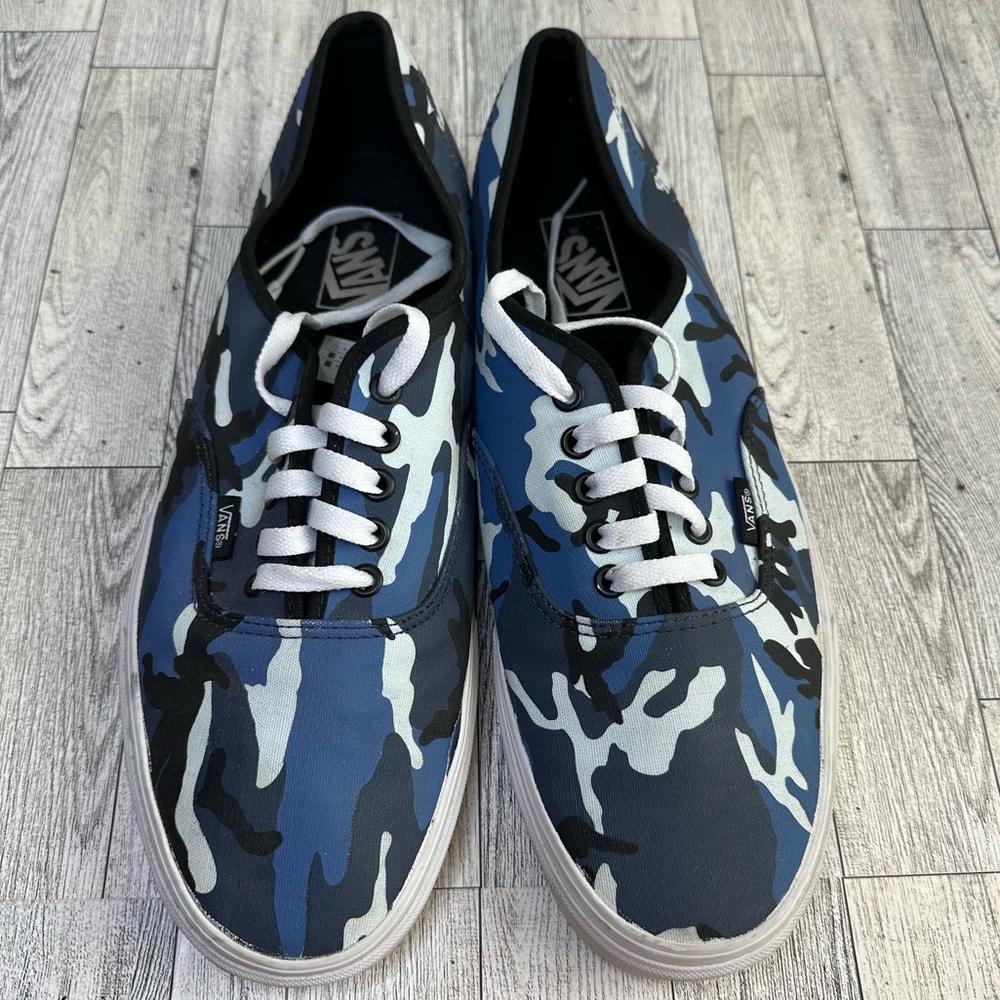 Vans Men's Blue and Black Camo Sneakers Men’s Size 12 #50714